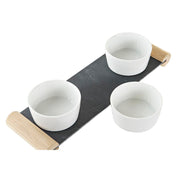 Tablett für Snacks DKD Home Decor 4 Stücke Schwarz Tafel Weiß Steingut (33 x 10 x 5,8 cm)