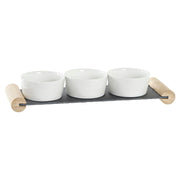 Tablett für Snacks DKD Home Decor 4 Stücke Schwarz Tafel Weiß Steingut (33 x 10 x 5,8 cm)