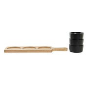 Tablett für Snacks DKD Home Decor 4 Stücke natürlich Schwarz Akazienholz Steingut (38 x 10 x 5,2 cm)