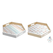 Schale DKD Home Decor Grau Gelb Himmelsblau Holz MDF (38 x 33 x 5 cm) (2 Stück)