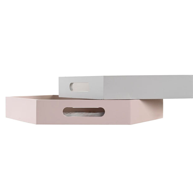 Schale DKD Home Decor Grau Gelb Himmelsblau Holz MDF (38 x 33 x 5 cm) (2 Stück)