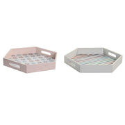 Schale DKD Home Decor Grau Gelb Himmelsblau Holz MDF (38 x 33 x 5 cm) (2 Stück)