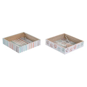 Serviettenring DKD Home Decor Metall Holz MDF (18 x 18 x 4 cm) (2 Stück)