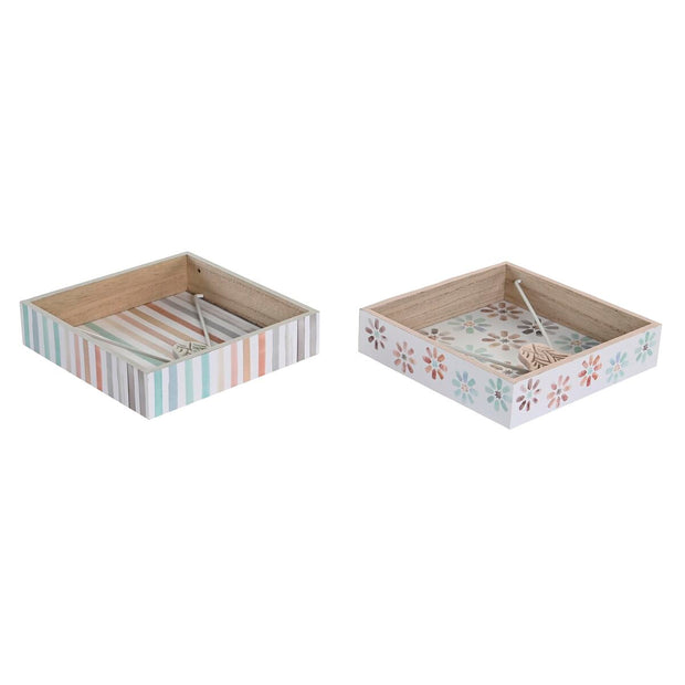 Serviettenring DKD Home Decor Metall Holz MDF (18 x 18 x 4 cm) (2 Stück)