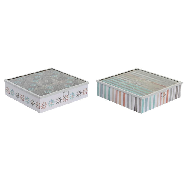 Teebox DKD Home Decor Kristall Metall MDF (24 x 24 x 7 cm) (2 Stück)