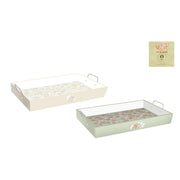 Schale DKD Home Decor Beige grün Gelb Holz MDF (43 x 30 x 8 cm) (2 Stück)