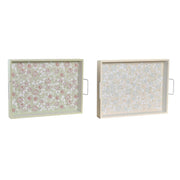 Schale DKD Home Decor Beige grün Gelb Holz MDF (43 x 30 x 8 cm) (2 Stück)