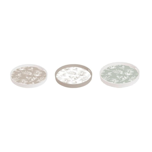 Schale DKD Home Decor Beige Braun Terrakotta Weiß grün Holz MDF (35 x 35 x 5 cm) (40 x 30 x 5 cm) (3 Stück)