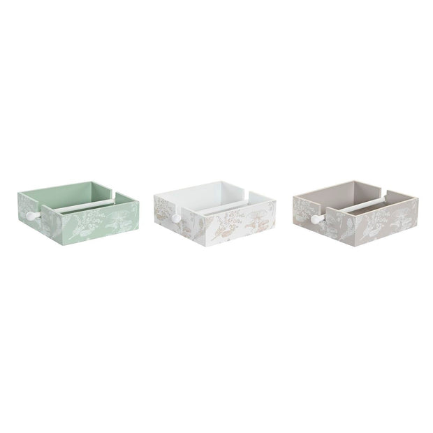 Serviettenring DKD Home Decor Metall Holz MDF (18 x 18 x 6 cm) (3 Stück)