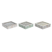 Teebox DKD Home Decor Kristall Metall MDF (24,5 x 24,5 x 6 cm) (3 Stück)