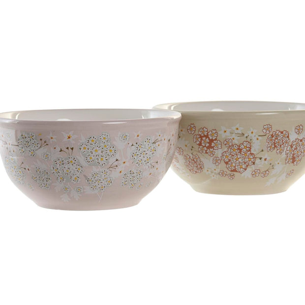 Schale DKD Home Decor Ivy & Daisy Dolomite 2 Stück (14 x 14 x 7 cm)