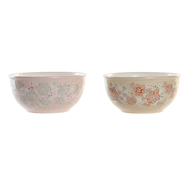 Schale DKD Home Decor Ivy & Daisy Dolomite 2 Stück (14 x 14 x 7 cm)