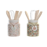 Küchenutensilien-Set DKD Home Decor Rosa Blomster Dolomite Holz MDF (2 Stück) (12 x 12 x 25 cm)