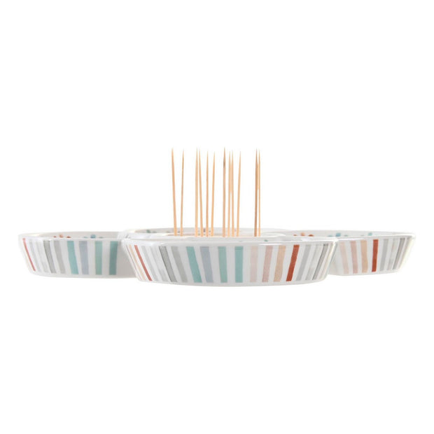 Tablett für Snacks DKD Home Decor Bunt Bambus Steingut (22 x 22 x 3 cm)