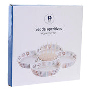 Tablett für Snacks DKD Home Decor Bunt Bambus Steingut (22 x 22 x 3 cm)