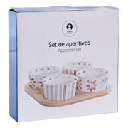 Tablett für Snacks DKD Home Decor Bunt Bambus Steingut 5 Stücke (19,7 x 19,7 x 1 cm)