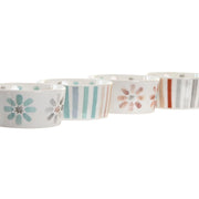 Tablett für Snacks DKD Home Decor Bunt Bambus Steingut 5 Stücke (19,7 x 19,7 x 1 cm)