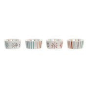 Tablett für Snacks DKD Home Decor Bunt Bambus Steingut 5 Stücke (19,7 x 19,7 x 1 cm)