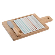 Tablett für Snacks DKD Home Decor Bambus Steingut 3 Stücke (21,5 x 11,8 x 1,5 cm)