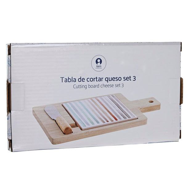 Tablett für Snacks DKD Home Decor Bambus Steingut 3 Stücke (21,5 x 11,8 x 1,5 cm)