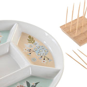 Tablett für Snacks DKD Home Decor grün Bambus Steingut (23,5 x 23,5 x 3 cm)