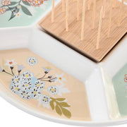 Tablett für Snacks DKD Home Decor grün Bambus Steingut (23,5 x 23,5 x 3 cm)