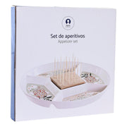 Tablett für Snacks DKD Home Decor grün Bambus Steingut (23,5 x 23,5 x 3 cm)