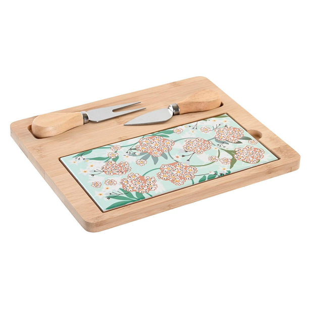 Tablett für Snacks DKD Home Decor 4 Stücke Beige grün Bambus Steingut (24,5 x 20 x 1,2 cm)