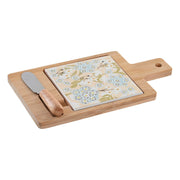 Tablett für Snacks DKD Home Decor Bambus Steingut 3 Stücke (21,5 x 11,8 x 1,5 cm)