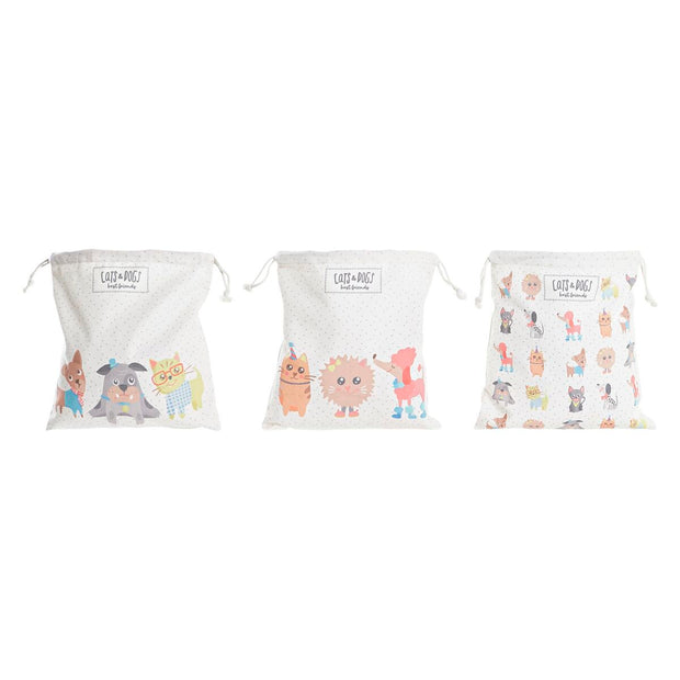 Storage Bag DKD Home Decor Cotton Pets (24 x 2 x 26 cm) (3 Units)