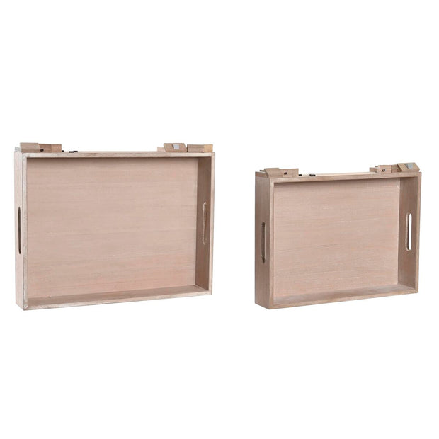 Tablettset DKD Home Decor 2 Stück natürlich MDF (40 x 30 x 7 cm)