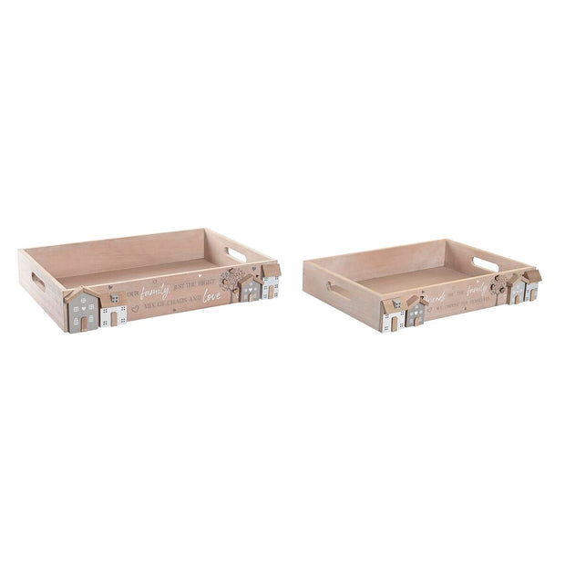 Tablettset DKD Home Decor 2 Stück natürlich MDF (40 x 30 x 7 cm)