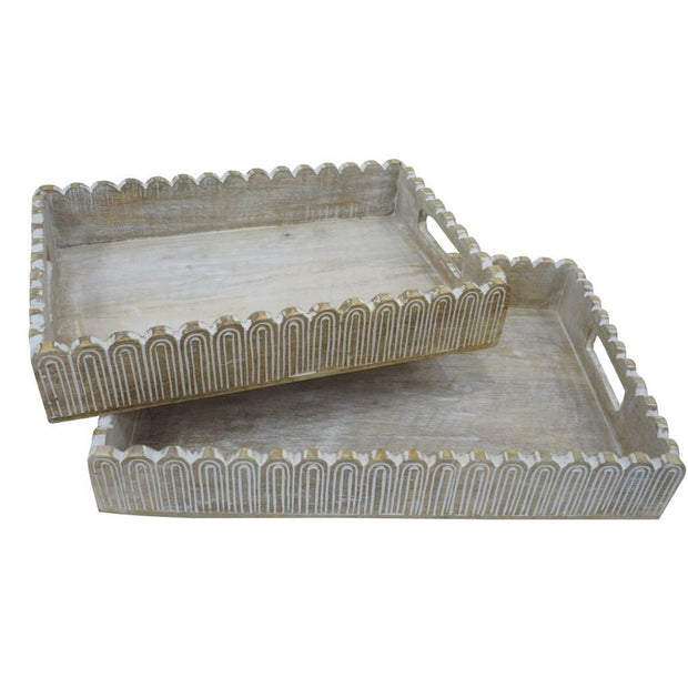 Tablettset DKD Home Decor natürlich Kolonial Mango-Holz Decapé (45,70 x 30,50 x 7 cm)