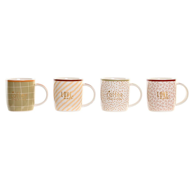 Henkelbecher DKD Home Decor Liebe Kaffee Bunt Porzellan (365 ml) (4 Stück)