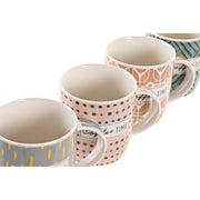 Henkelbecher DKD Home Decor Kaffee Bunt Porzellan (365 ml) (4 Stück)