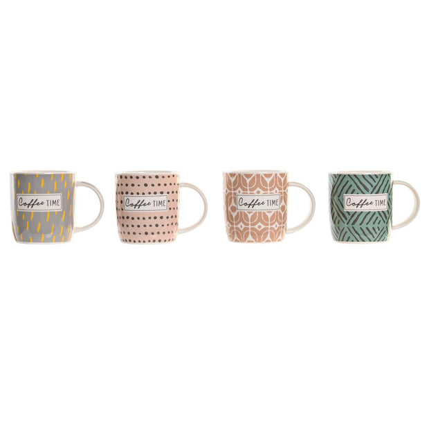 Henkelbecher DKD Home Decor Kaffee Bunt Porzellan (365 ml) (4 Stück)