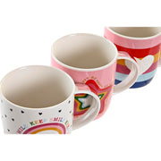 Henkelbecher DKD Home Decor Herz Porzellan Bunt (365 ml) (4 Stück)