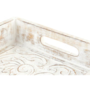 Schale DKD Home Decor Weiß Mandala Mango-Holz Moderne (50 x 25 x 6 cm)