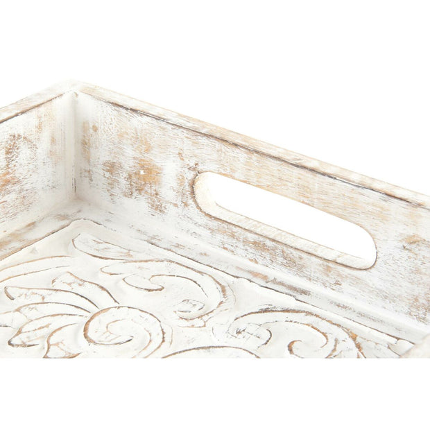 Schale DKD Home Decor Weiß Mandala Mango-Holz Moderne (50 x 25 x 6 cm)