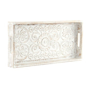 Schale DKD Home Decor Weiß Mandala Mango-Holz Moderne (50 x 25 x 6 cm)