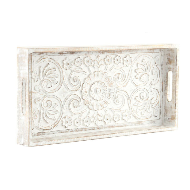 Schale DKD Home Decor Weiß Mandala Mango-Holz Moderne (50 x 25 x 6 cm)