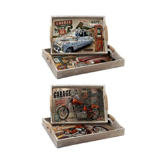 Tablettset DKD Home Decor Bunt Holz MDF (2 Stücke) (40 x 30 x 6 cm) (2 Stück)