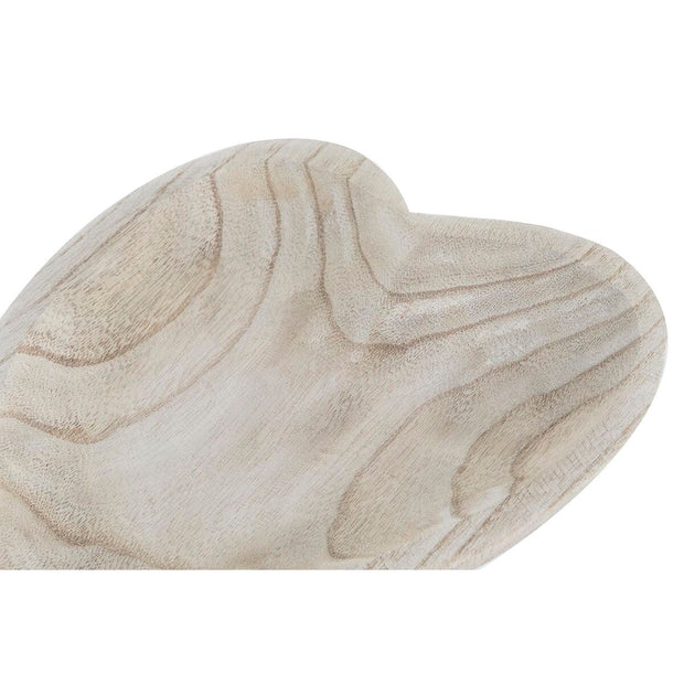 Tablett für Snacks DKD Home Decor Herz Hellbraun Tropical (35 x 24 x 4 cm)