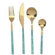 Besteck DKD Home Decor grün Golden Edelstahl (1,8 x 0,3 x 23 cm) (2 x 0,3 x 21 cm)