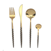 Besteck DKD Home Decor Schwarz Golden Edelstahl (1,8 x 0,3 x 23 cm) (2 x 0,3 x 21 cm)