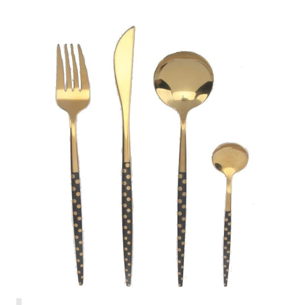 Besteck DKD Home Decor Schwarz Golden Edelstahl (1,8 x 0,3 x 23 cm) (2 x 0,3 x 21 cm)