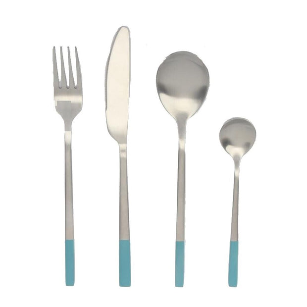 Besteck DKD Home Decor Blau Silberfarben Edelstahl (3,9 x 2,5 x 19,7 cm) (2 x 0,3 x 21 cm)
