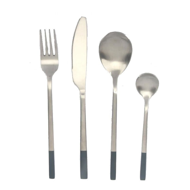 Besteck DKD Home Decor Blau Silberfarben Schwarz Edelstahl (3,9 x 2,5 x 19,7 cm) (2 x 3 x 21 cm)