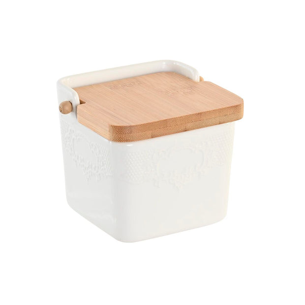 Zuckerdose DKD Home Decor Porzellan Bambus (12 x 12 x 11,5 cm)