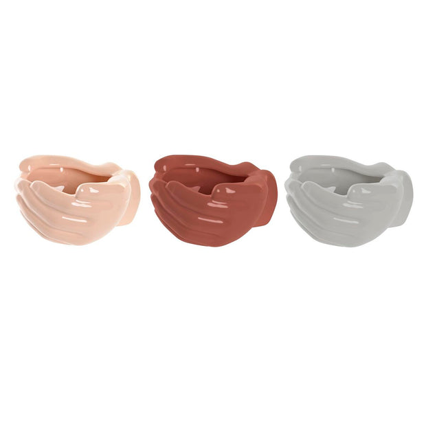 Tablett für Snacks DKD Home Decor Braun Terrakotta Weiß Dolomite Urban (17 x 16 x 10 cm) (3 Stück)